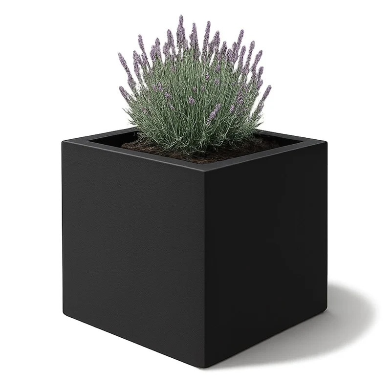 GARDRA Jardinière en polyester grise noire 120x120x120 cm RAL 7021