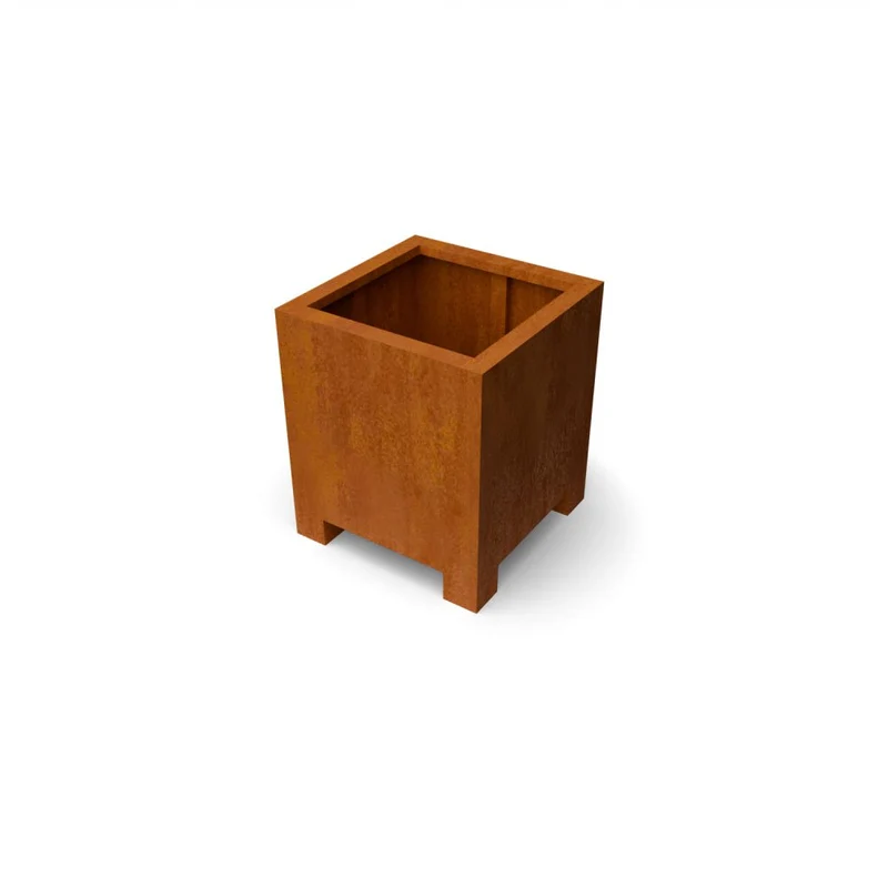 Jardinière en acier corten carrée avec pieds 60x60x70 cm