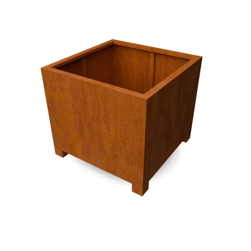 Jardinière en acier corten carrée avec pieds 100x100x90 cm