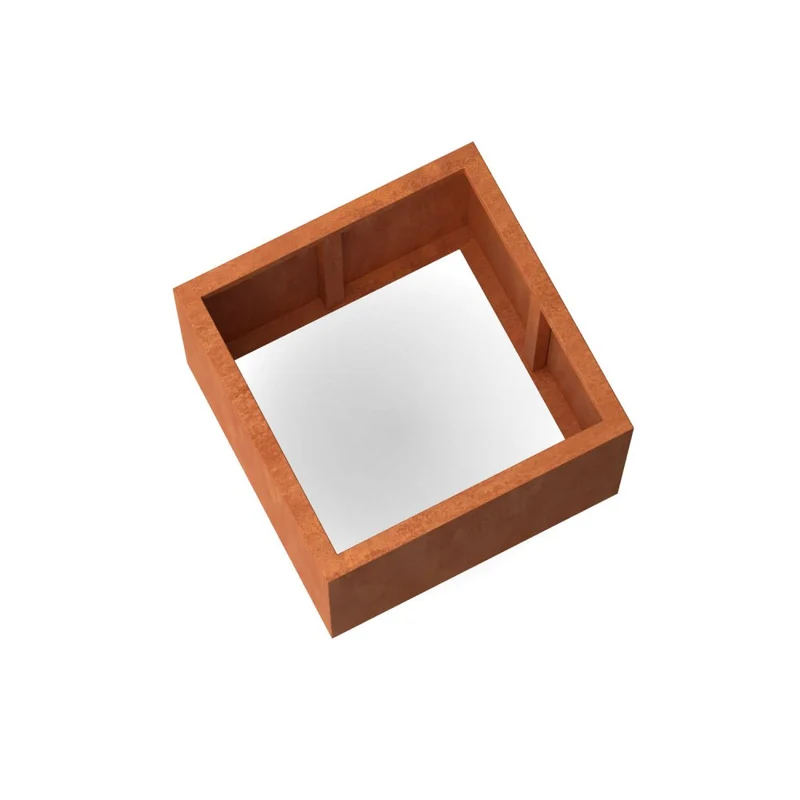 Jardinière en acier corten carrée sans fond 80x80x60 cm