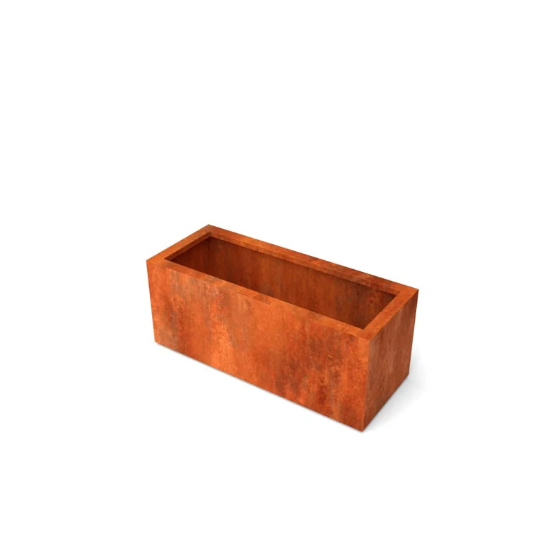 Jardinière en acier corten allongée avec fond 100x40x80 cm