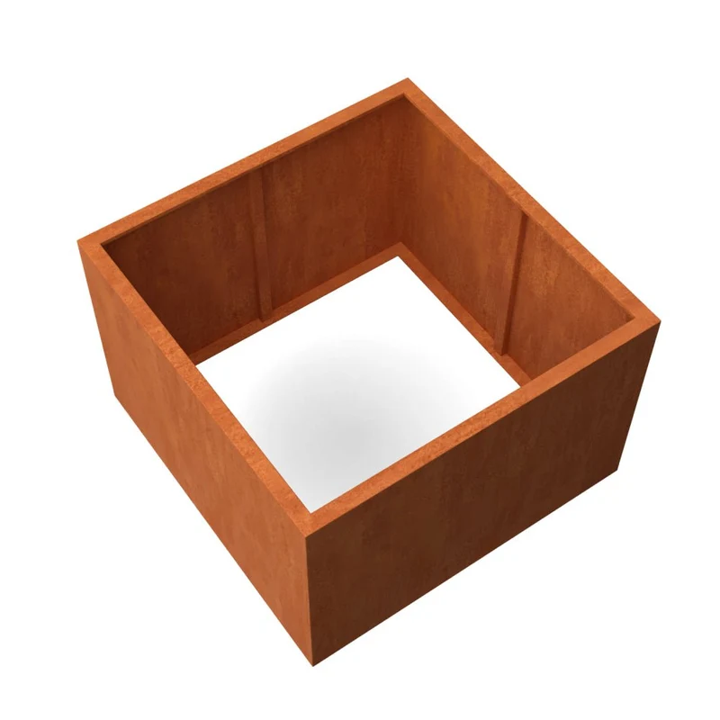 Jardinière en acier corten carrée sans fond 120x120x80 cm
