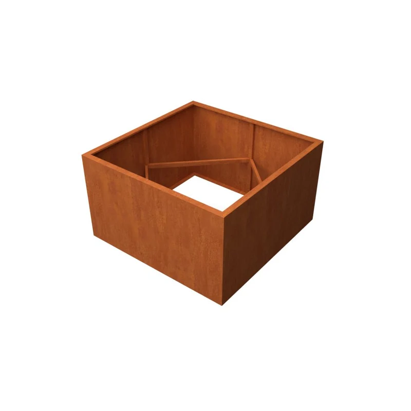 Jardinière en acier corten carrée sans fond 140x140x80 cm