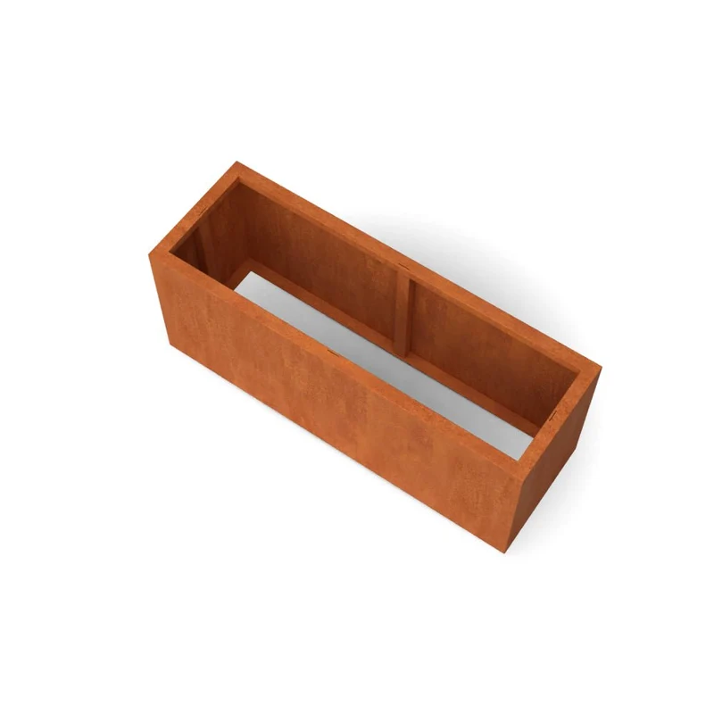Jardinière en acier corten allongée sans fond 150x50x60 cm