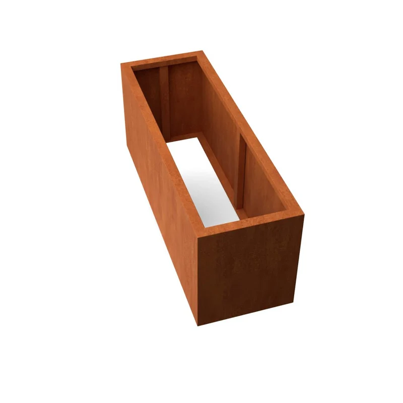 Jardinière en acier corten allongée sans fond 150x50x60 cm