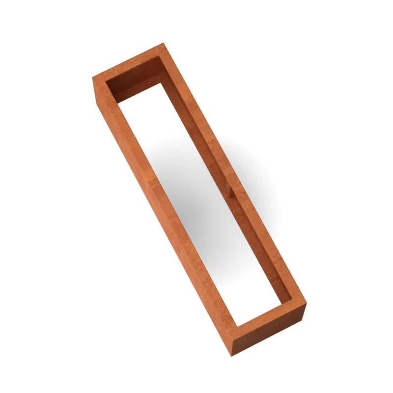 Jardinière en acier corten allongée sans fond 150x40x40 cm