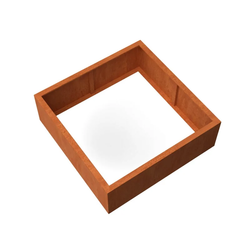 Jardinière en acier corten carrée sans fond 120x120x40 cm