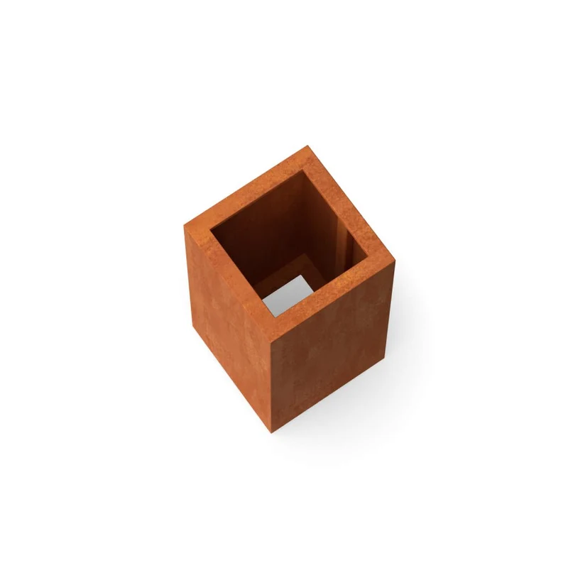 Jardinière en acier corten haute sans fond 30x30x60 cm