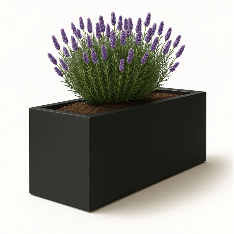 GARDRA Jardinière en polyester noire de jais 150x50x60 cm RAL 9005