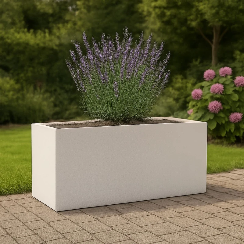 GARDRA Jardinière en polyester blanche pur 150x50x60 cm RAL 9010