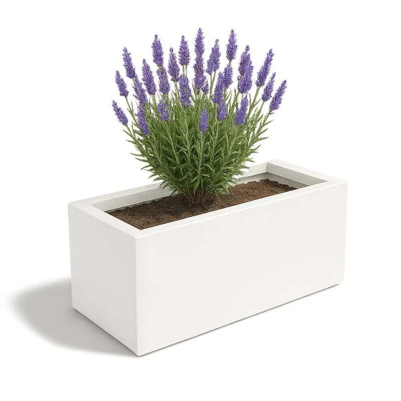 GARDRA Jardinière en polyester blanche pur 150x50x60 cm RAL 9010