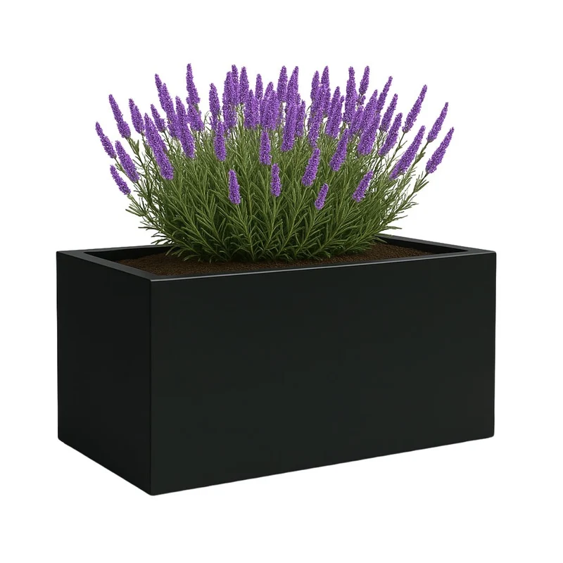 GARDRA Jardinière en polyester noire de jais 120x50x60 cm RAL 9005