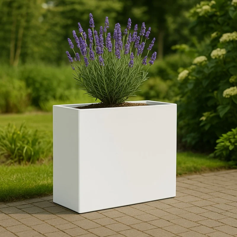 GARDRA Jardinière en polyester blanche pur 90x25x80 cm RAL 9010