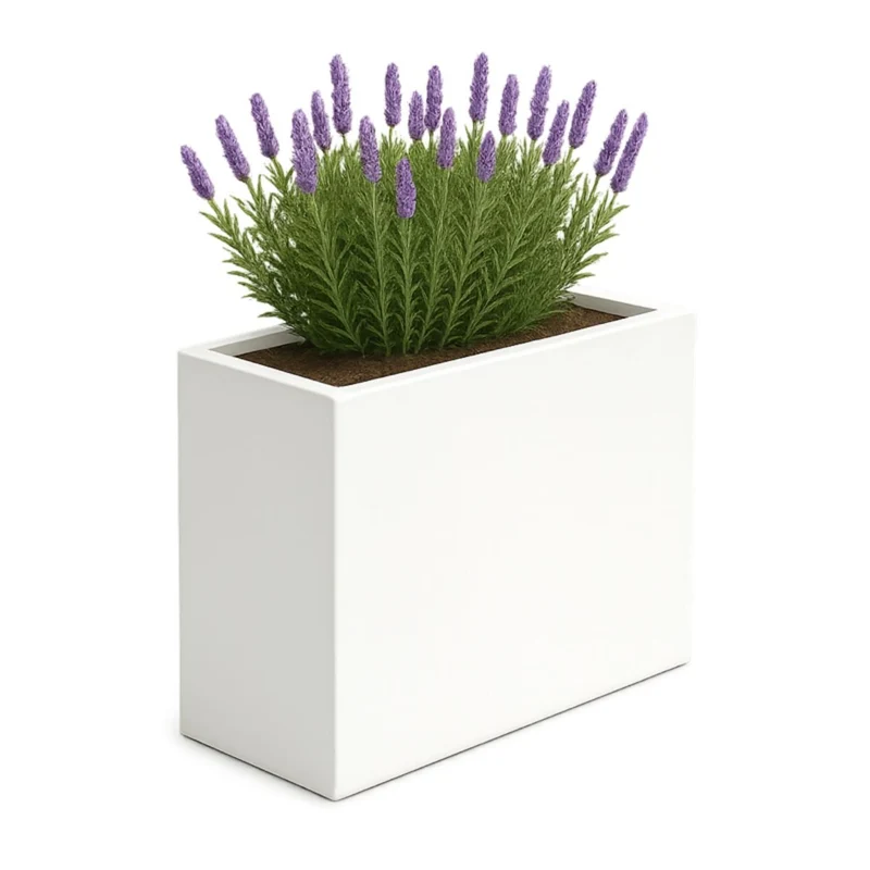 GARDRA Jardinière en polyester blanche pur 90x25x80 cm RAL 9010