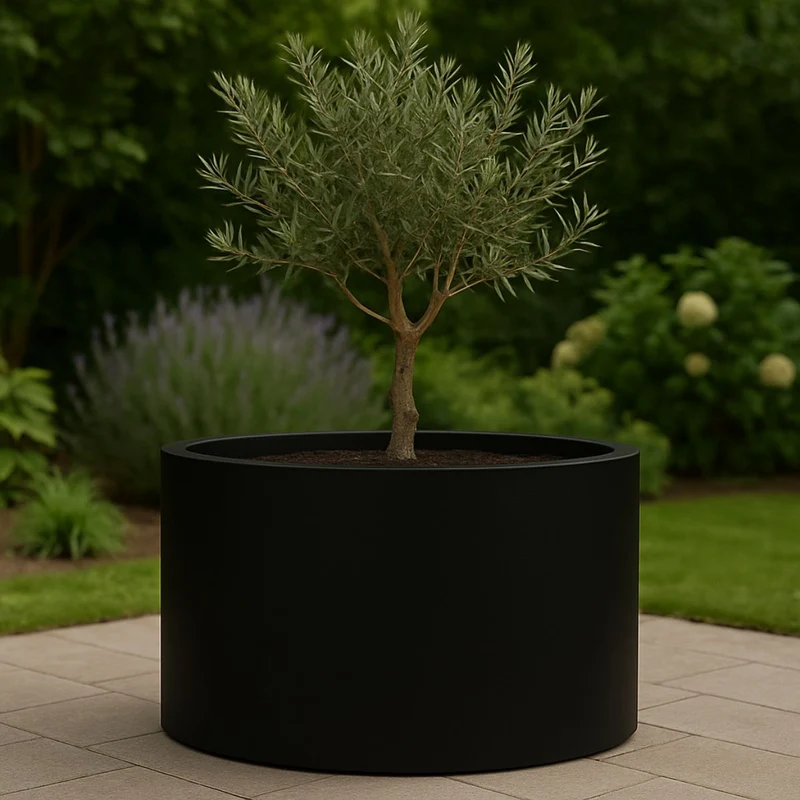 GARDRA Jardinière en polyester noire de jais Ø 100x60 cm RAL 9005