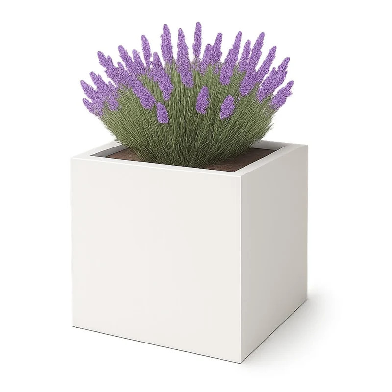 GARDRA Jardinière en polyester blanche pur 80x80x80 cm RAL 9010