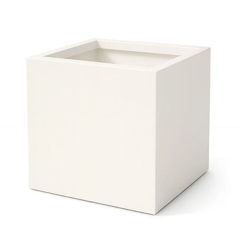 GARDRA Jardinière en polyester blanche pur 70x70x70 cm RAL 9010