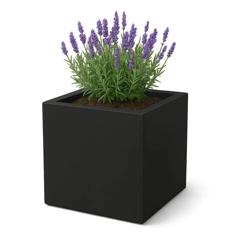 GARDRA Jardinière en polyester noire de jais 70x70x70 cm RAL 9005
