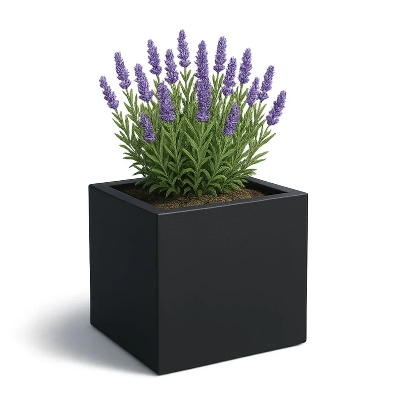 GARDRA Jardinière en polyester noire de jais 60x60x60 cm RAL 9005