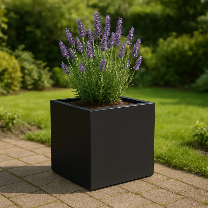 GARDRA Jardinière en polyester noire de jais 40x40x40 cm RAL 9005