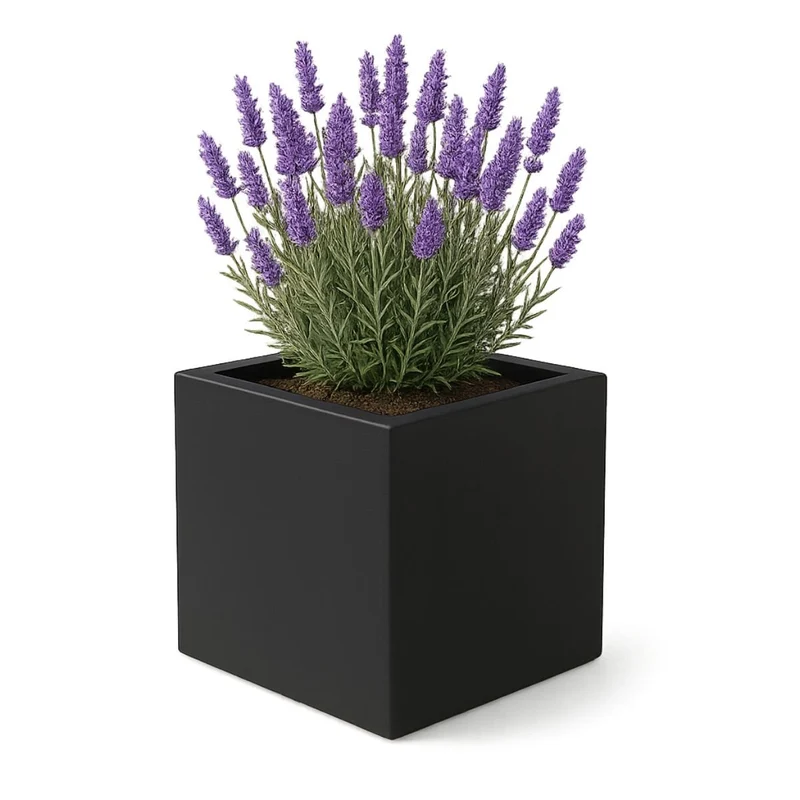 GARDRA Jardinière en polyester noire de jais 40x40x40 cm RAL 9005