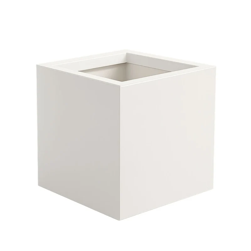 GARDRA Jardinière en polyester blanche pur 40x40x40 cm RAL 9010