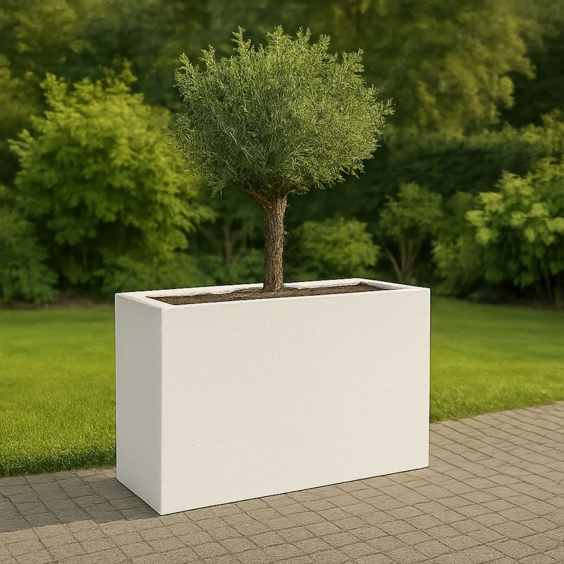 GARDRA Jardinière en polyester blanche pur 90x40x90 cm RAL 9010