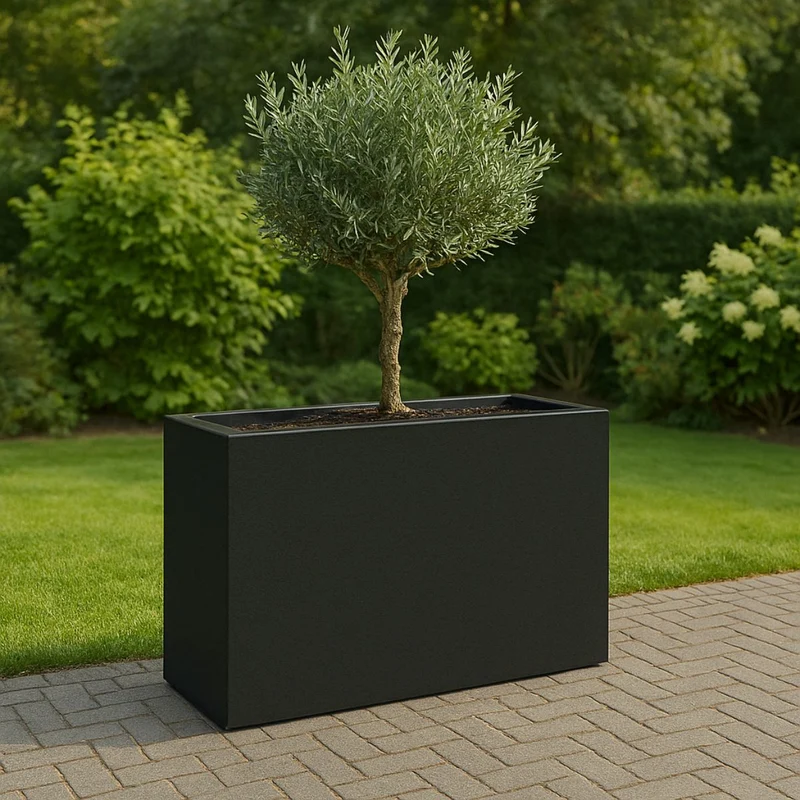 GARDRA Jardinière en polyester noire de jais 90x40x90 cm RAL 9005