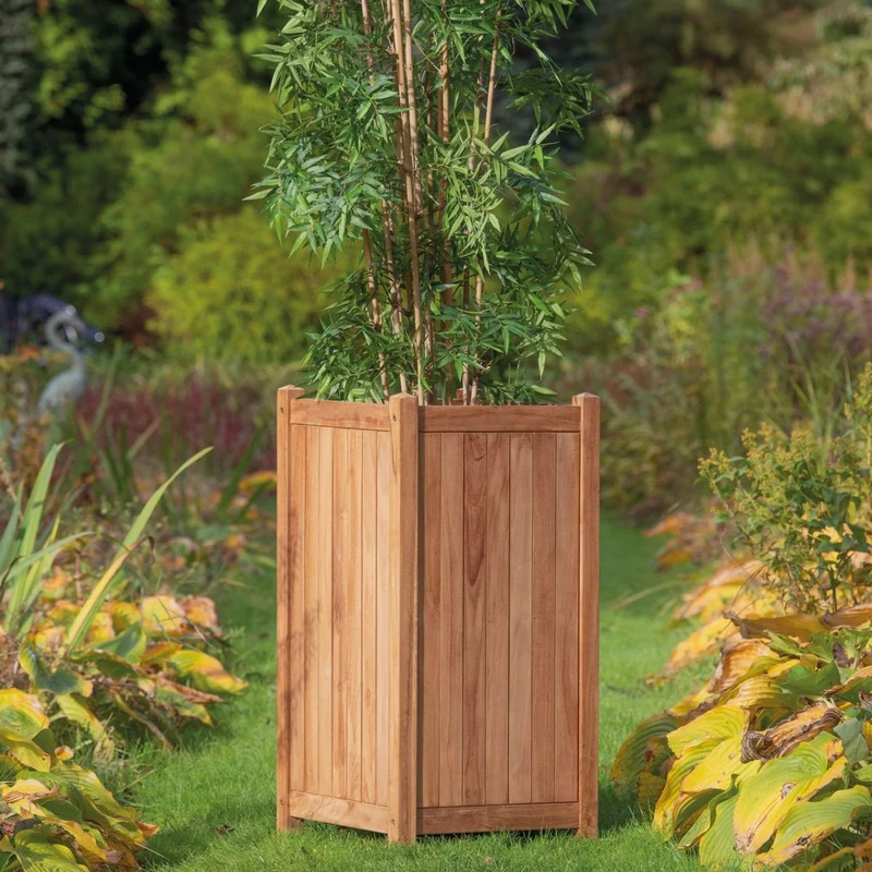 Jardinière en bois haute avec pieds 45 x 45 x 90 cm