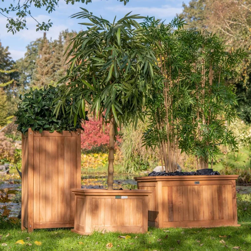 Jardinière en bois haute avec pieds 45 x 45 x 90 cm