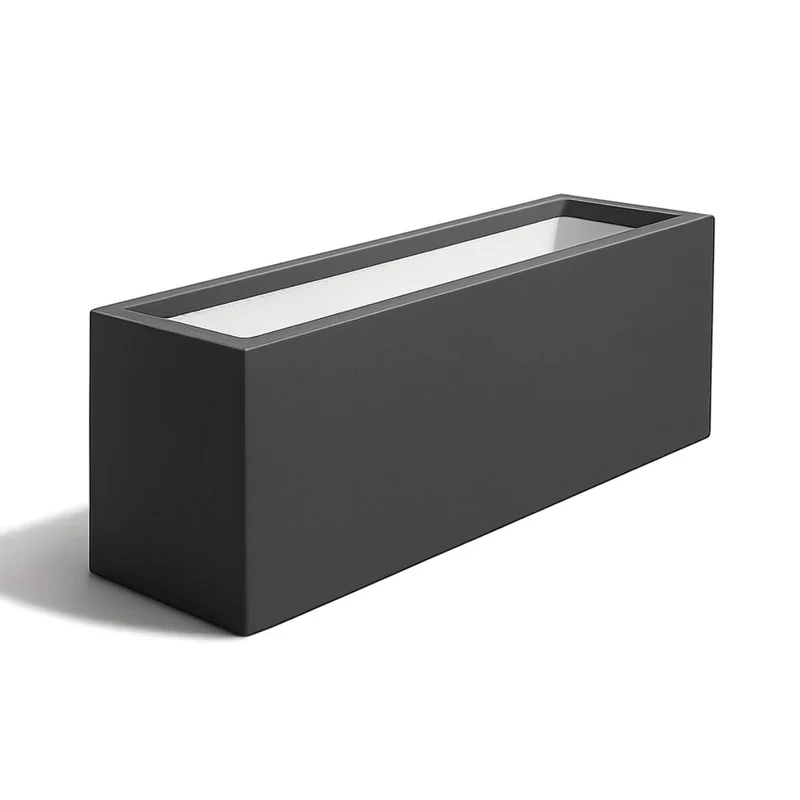 GARDRA Jardinière en polyester grise noire 158x45x52.5 cm RAL 7021