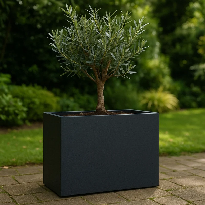 GARDRA Jardinière en polyester grise noire 80x40x80 cm RAL 7021