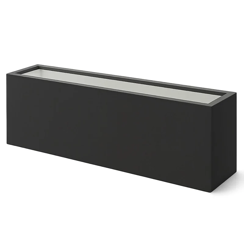 GARDRA Jardinière en polyester grise noire 150x40x40 cm RAL 7021