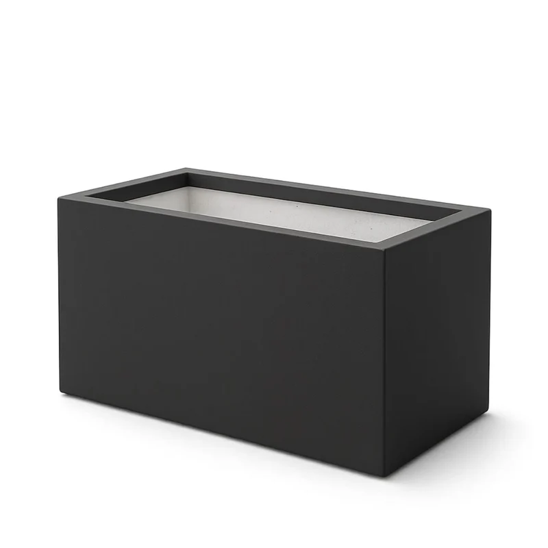 GARDRA Jardinière en polyester grise noire 80x40x40 cm RAL 7021
