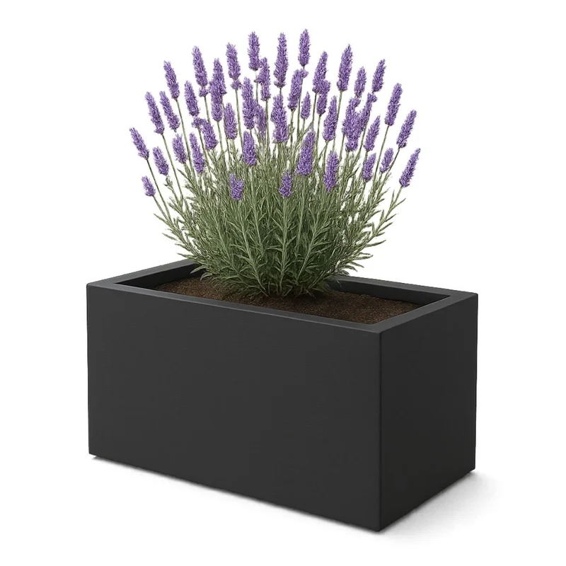 GARDRA Jardinière en polyester grise noire 80x40x40 cm RAL 7021