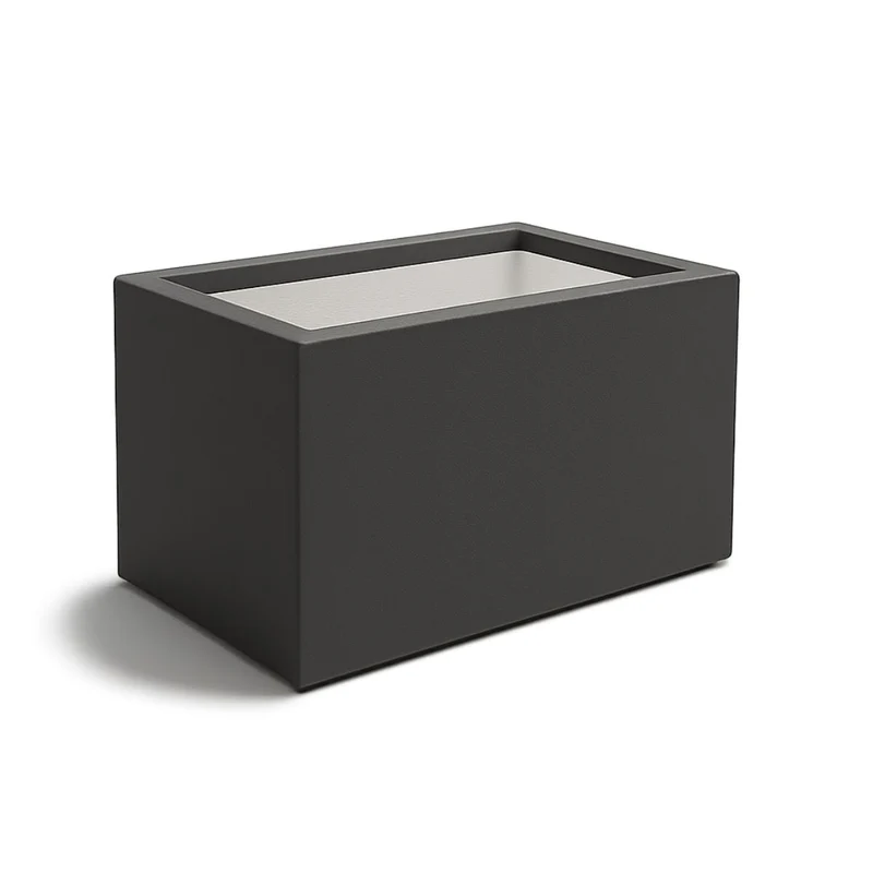 GARDRA Jardinière en polyester grise noire 60x40x40 cm RAL 7021