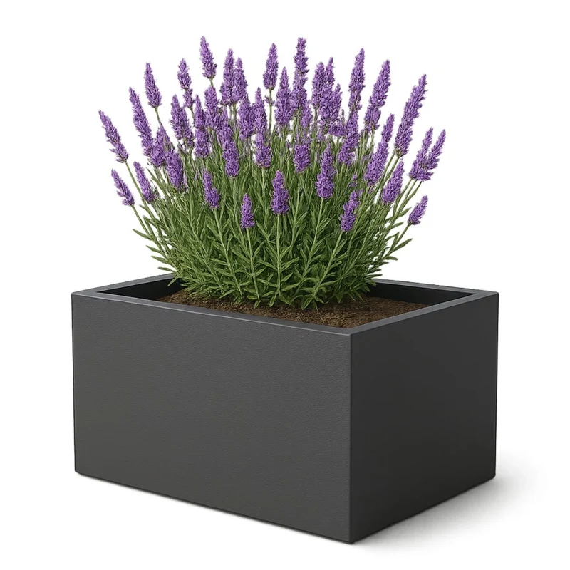 GARDRA Jardinière en polyester grise noire 60x40x40 cm RAL 7021