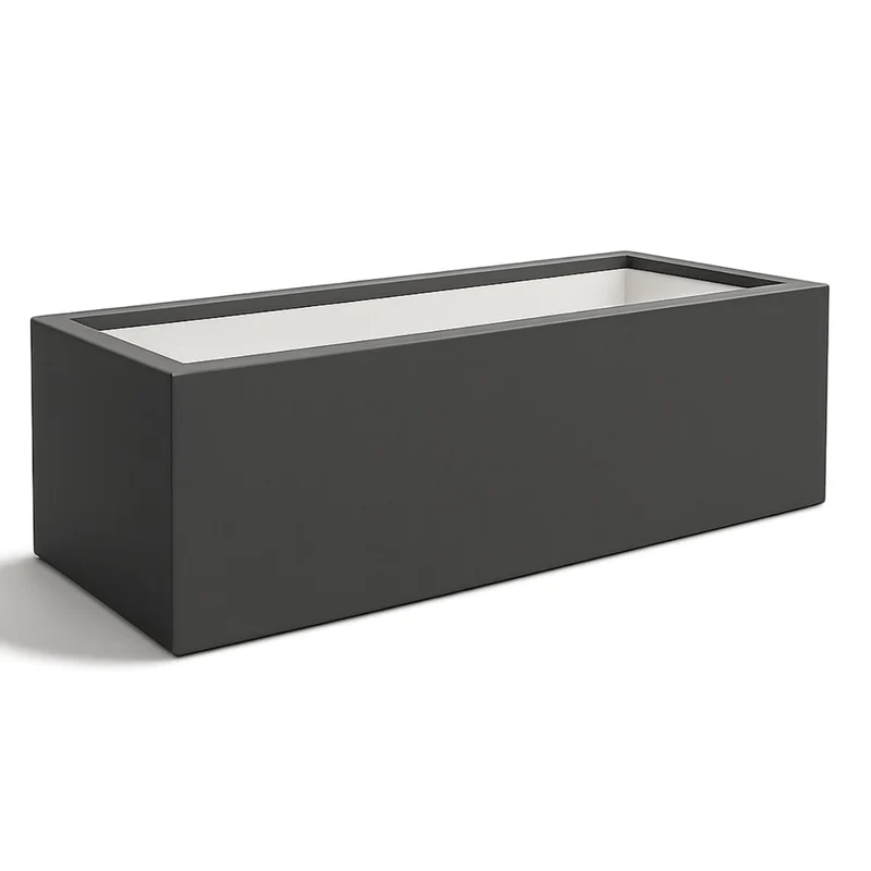 GARDRA Jardinière en polyester grise noire 120x60x40 cm RAL 7021