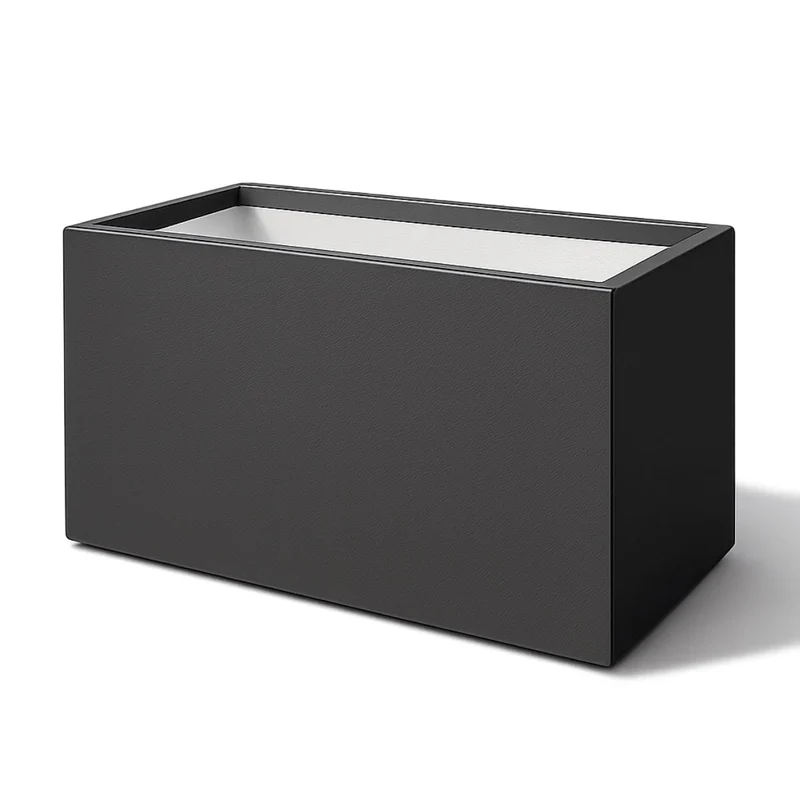 GARDRA Jardinière en polyester grise noire 125x65x70 cm RAL 7021
