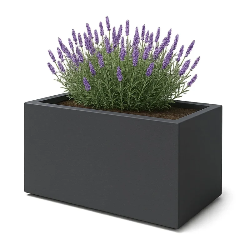 GARDRA Jardinière en polyester grise noire 125x65x70 cm RAL 7021