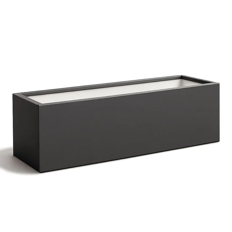 GARDRA Jardinière en polyester grise noire 200x60x60 cm RAL 7021
