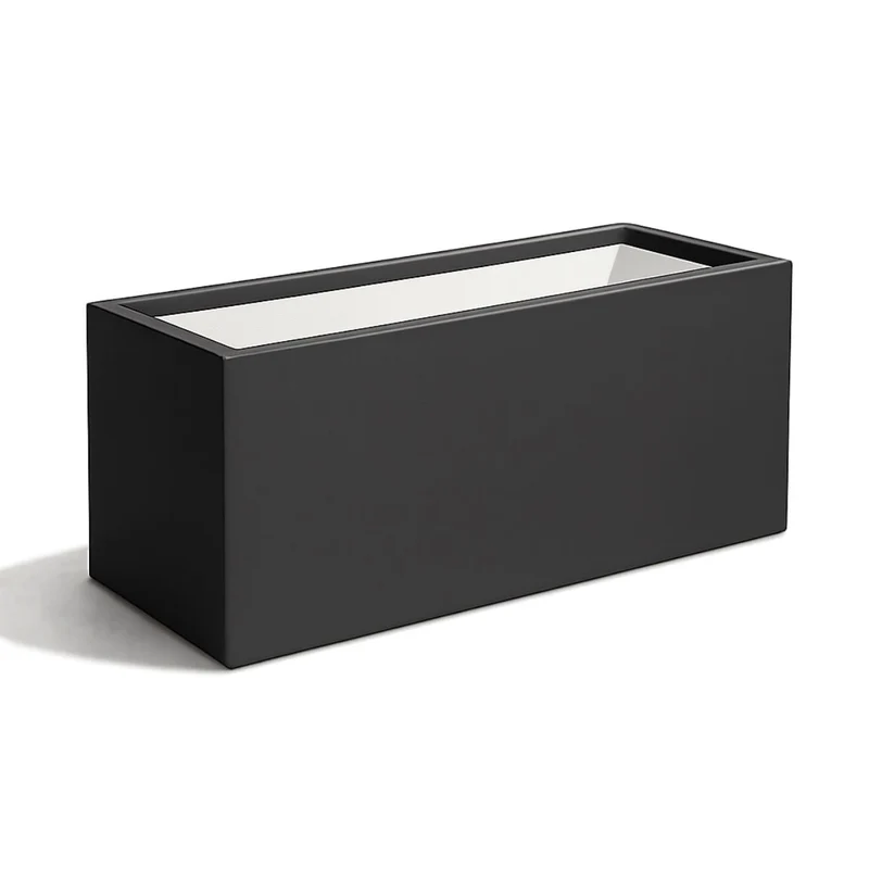 GARDRA Jardinière en polyester grise noire 120x40x50 cm RAL 7021