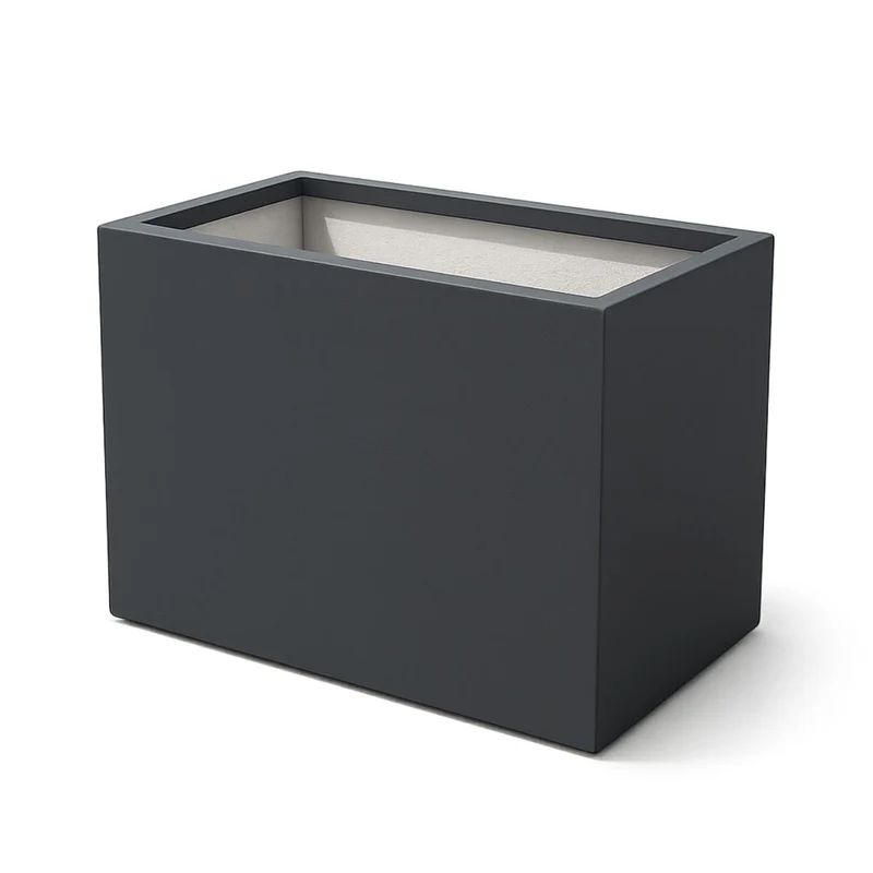 GARDRA Jardinière en polyester grise noire 100x75x80 cm RAL 7021
