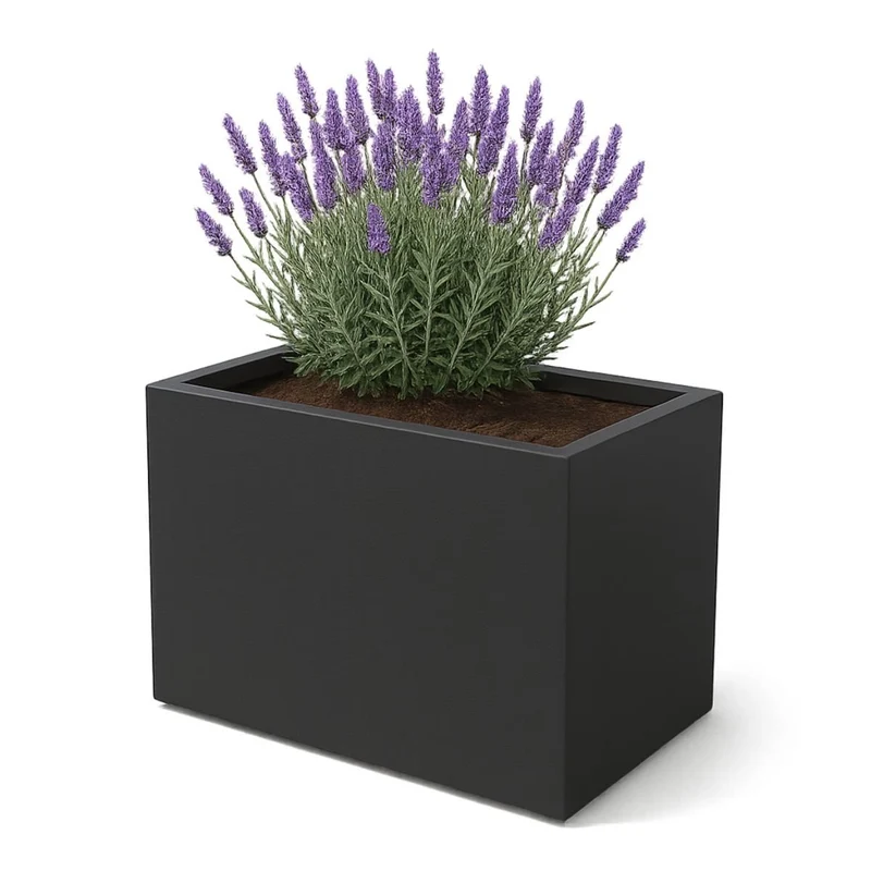 GARDRA Jardinière en polyester grise noire 100x75x80 cm RAL 7021