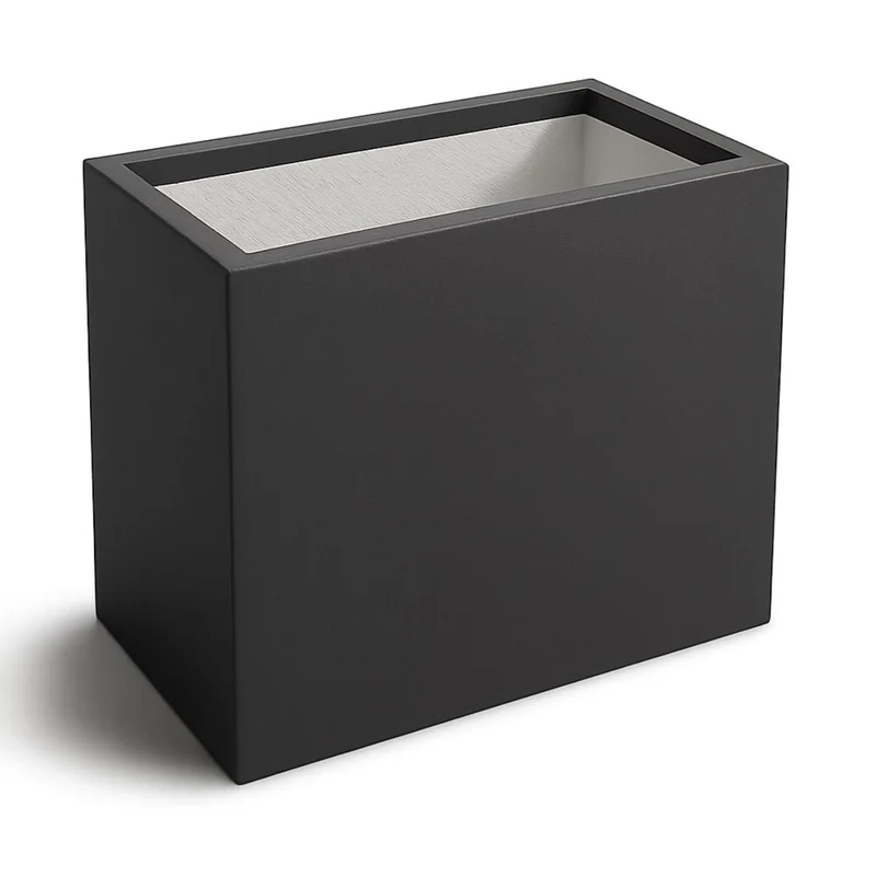 GARDRA Jardinière en polyester grise noire 45x30x50 cm RAL 7021