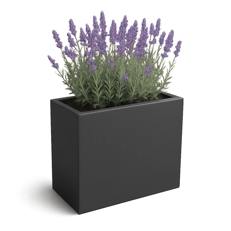 GARDRA Jardinière en polyester grise noire 45x30x50 cm RAL 7021