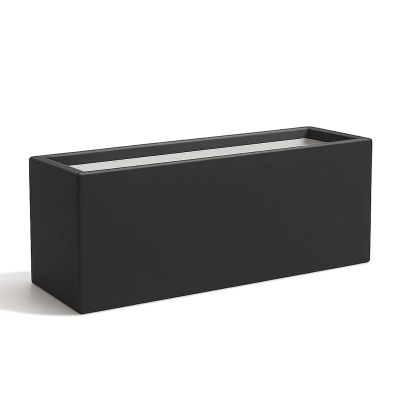 GARDRA Jardinière en polyester grise noire 120x30x50 cm RAL 7021