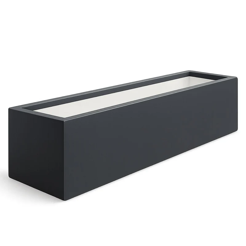 GARDRA Jardinière en polyester grise noire 200x50x40 cm RAL 7021