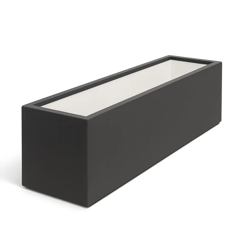 GARDRA Jardinière en polyester grise noire 200x40x40 cm RAL 7021