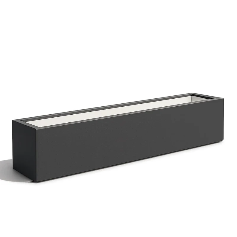 GARDRA Jardinière en polyester grise noire 200x40x33 cm RAL 7021